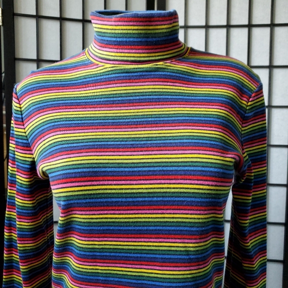 Jones New York Sport Rainbow Turtleneck Size Large - Picture 2 of 11